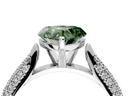Solitaire Engagement Ring Setting for Fancy Green Heart-Shaped Center with Multi-Row Accents and Prong Head in Platinum