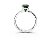 Solitaire Engagement Ring Setting for Fancy Green Radiant Cut Center with Large Accents and Prong Head in Sterling Silver