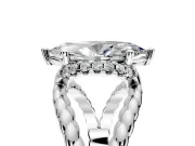 Halo Engagement Ring Setting for Marquise Center with Rope Twist Split Shank and Prong Head in Platinum