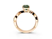 Crossover Engagement Ring Setting for Fancy Green Radiant Cut Center with Pave and Plain Strands and Prong Head in Rose Gold