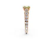Solitaire Engagement Ring Setting for Fancy Yellow Asscher Cut Center with Pave Cathedral Shoulders and Prong Head in Rose Gold