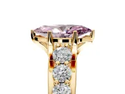 Solitaire Engagement Ring Setting for Fancy Pink Marquise Center with Graduated Shared Prongs and Prong Head in Yellow Gold