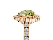 Milgrain Floral Halo Engagement Ring Setting for Fancy Yellow Heart-Shaped Center with Pave Band and Prong Head in Rose Gold