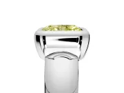 Solitaire Engagement Ring Setting for Fancy Yellow Radiant Cut Center with Wide Band and Bezel Head in Platinum
