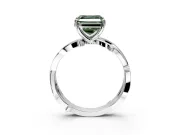 Solitaire Engagement Ring Setting for Fancy Green Asscher Cut Center with Pave and Plain Crossover Band and Prong Head in Platinum