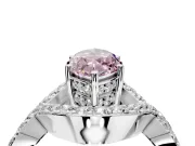 Halo Engagement Ring Setting for Fancy Pink Marquise Center with Pave Infinity Twist Band and Prong Head in White Gold