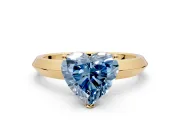 Solitaire Engagement Ring Setting for Fancy Blue Heart-Shaped Center with Wide Knife Ridge Band and Prong Head in Yellow Gold