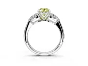 3 Stone Engagement Ring Setting for Fancy Yellow Oval Center with Large Pear-Shaped Accents and Prong Head in Platinum