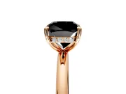 Hidden Halo Engagement Ring Setting for Fancy Black Cushion Cut Center with Thin Rounded Band and Prong Head in Rose Gold