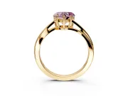 Solitaire Engagement Ring Setting for Fancy Pink Heart-Shaped Center with Plain Bypass Twist Band and Prong Head in Yellow Gold