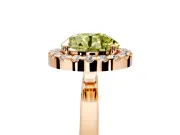 Halo Engagement Ring Setting for Fancy Yellow Round Cut Center with Thin Plain Band and Prong Head in Rose Gold