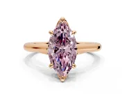 Solitaire Engagement Ring Setting for Fancy Pink Marquise Center with Cathedral Band and Prong Head in Rose Gold