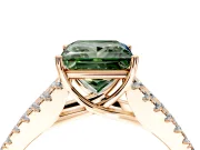 Solitaire Engagement Ring Setting for Fancy Green Princess Cut Center with Pave Split Shank and Prong Head in Rose Gold