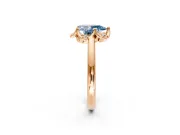 Floral Frame Engagement Ring Setting for Fancy Blue Pear-Shaped Center with Accent Clusters and Prong Head in Rose Gold