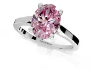 Solitaire Engagement Ring Setting for Fancy Pink Oval Center with Tapered Shoulders and Prong Head in Sterling Silver