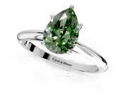Solitaire Engagement Ring Setting for Fancy Green Pear-Shaped Center with Knife Ridge Band and Claw Prong Head in Sterling Silver