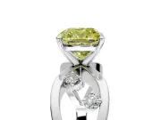 Solitaire Engagement Ring Setting for Fancy Yellow Cushion Cut Center with Criss-Cross Accent Band and Prong Head in Sterling Silver