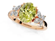 Floral Engagement Ring Setting for Fancy Yellow Oval Center with Marquise Cluster Shoulders and Prong Head in Rose Gold
