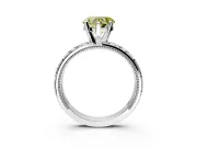 Solitaire Engagement Ring Setting for Fancy Yellow Heart-Shaped Center with XO Engraved Band and Prong Head in White Gold