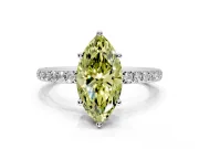 Solitaire Engagement Ring Setting for Fancy Yellow Marquise Center with Fine Pave Band and Prong Head in Sterling Silver