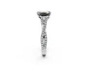 Solitaire Engagement Ring Setting for Emerald Cut Center with Twisted Pave Split Shank and Prong Head in Platinum