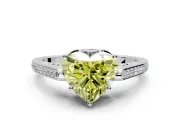 Cathedral Engagement Ring Setting for Fancy Yellow Heart-Shaped Center with Antique-Style Pave Band and Prong Head in Sterling Silver