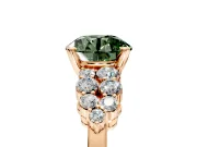 Cluster Engagement Ring Setting for Fancy Green Round Cut Center with 2-Row Shoulder Clusters and Prong Head in Rose Gold