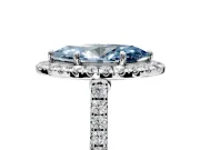 Halo Engagement Ring Setting for Fancy Blue Marquise Center with Narrowing Pave Band and Prong Head in Sterling Silver