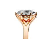 Solitaire Engagement Ring Setting for Oval Center with Plain Split Shank and Prong Head in Rose Gold