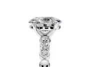 Solitaire Engagement Ring Setting for Oval Center with Bezel-Dot Beaded Band and Prong Head in Sterling Silver