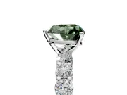 Shared-Prong Engagement Ring Setting for Fancy Green Heart-Shaped Center with Graduated Accents and Prong Head in Sterling Silver