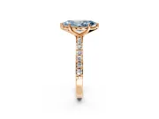 Solitaire Engagement Ring Setting for Fancy Blue Marquise Center with Round Cut Pave Band and Prong Head in Rose Gold
