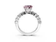 Shared-Prong Engagement Ring Setting for Fancy Pink Heart-Shaped Center with Graduated Accents and Prong Head in Platinum