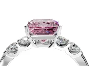 5 Stone Engagement Ring Setting for Fancy Pink Princess Cut Center with Plain Band and Prong Head in Sterling Silver