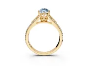 Solitaire Engagement Ring Setting for Fancy Blue Marquise Center with Pave Rail Split Shank and Prong Head in Yellow Gold