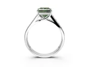 Solitaire Engagement Ring Setting for Fancy Green Princess Cut Center with Cathedral Channel Band and Prong Head in White Gold