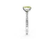 Solitaire Engagement Ring Setting for Fancy Yellow Radiant Cut Center with Fine Pave Band and Prong Head in Platinum