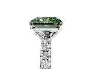 Solitaire Engagement Ring Setting for Fancy Green Radiant Cut Center with Large Accent Band and Prong Head in Platinum