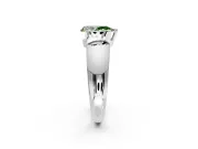 Tension Engagement Ring Setting for Fancy Green Pear-Shaped Center with Wide Flat Band and Tension Head in Sterling Silver