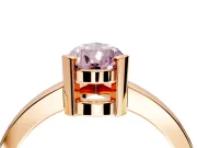 Solitaire Engagement Ring Setting for Fancy Pink Pear-Shaped Center with Plain Band and Flat Tab Prong Head in Rose Gold