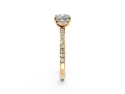 Solitaire Engagement Ring Setting for Cushion Cut Center with Fine Pave Band and Prong Head in Yellow Gold