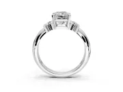 Solitaire Engagement Ring Setting for Radiant Cut Center with Grooved Bar Accent Band and Prong Head in Platinum