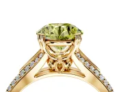 Solitaire Engagement Ring Setting for Fancy Yellow Round Cut Center with Pave Rail Split Shank and Prong Head in Yellow Gold