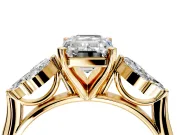 Floral Cluster Engagement Ring Setting for Emerald Cut Center with Marquise Accents and Prong Head in Yellow Gold