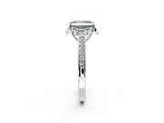 Floral Engagement Ring Setting for Fancy Green Radiant Cut Center with Four Accent Clusters and Prong Head in Platinum
