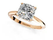 Solitaire Engagement Ring Setting for Cushion Cut Center with Knife Ridge Band and Claw Prong Head in Rose Gold