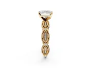 Solitaire Engagement Ring Setting for Radiant Cut Center with Marquise Panel Band and Prong Head in Yellow Gold