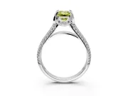 Solitaire Engagement Ring Setting for Fancy Yellow Emerald Cut Center with Accented Split Shank and Prong Head in Platinum