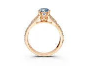 Solitaire Engagement Ring Setting for Fancy Blue Pear-Shaped Center with Pave Rail Split Shank and Prong Head in Rose Gold