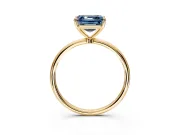 Solitaire Engagement Ring Setting for Fancy Blue Asscher Cut Center with Straight Thin Band and Prong Head in Yellow Gold